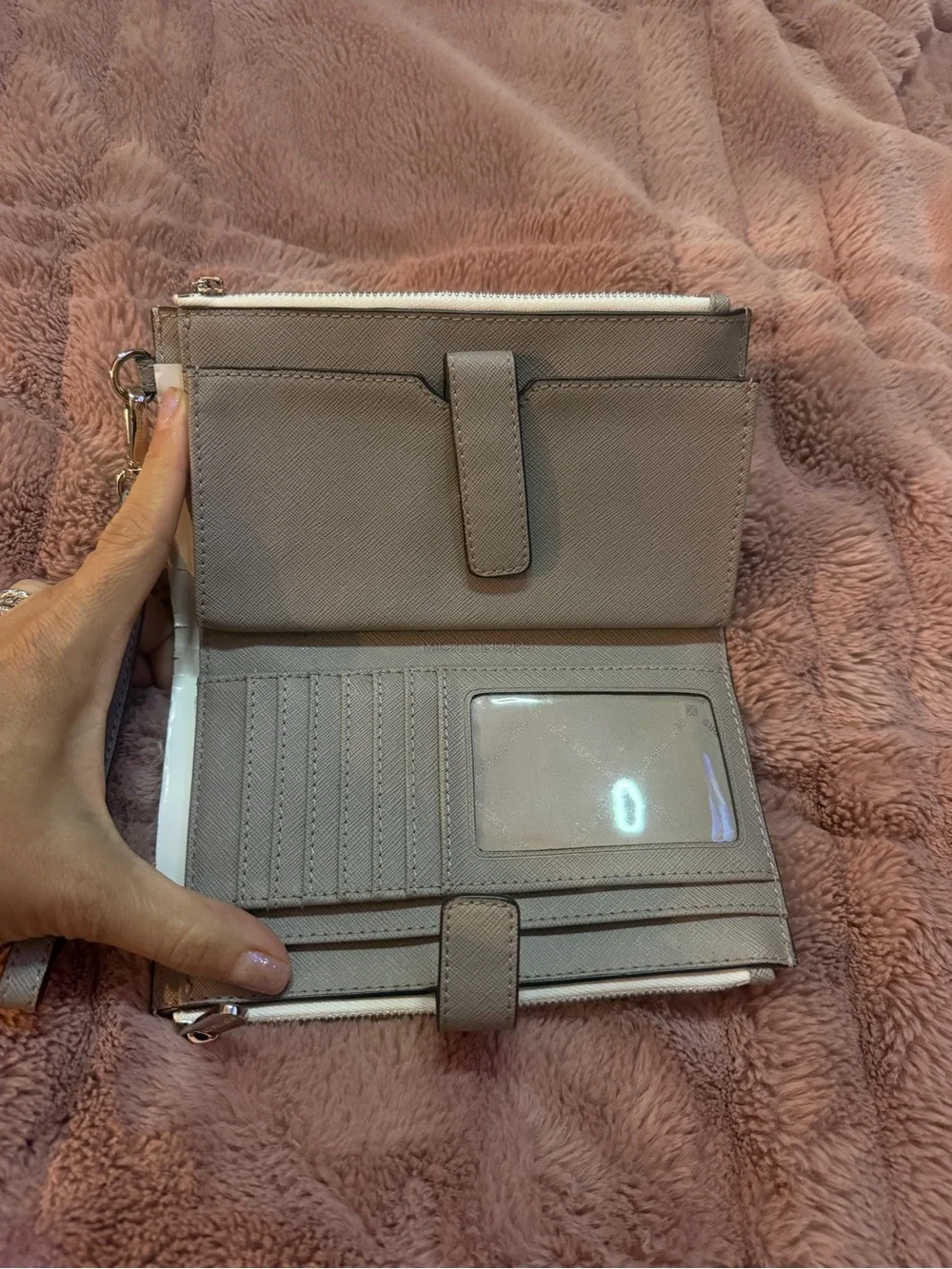 Michael Kors Metallic Silver Logo Wristlet Clutch